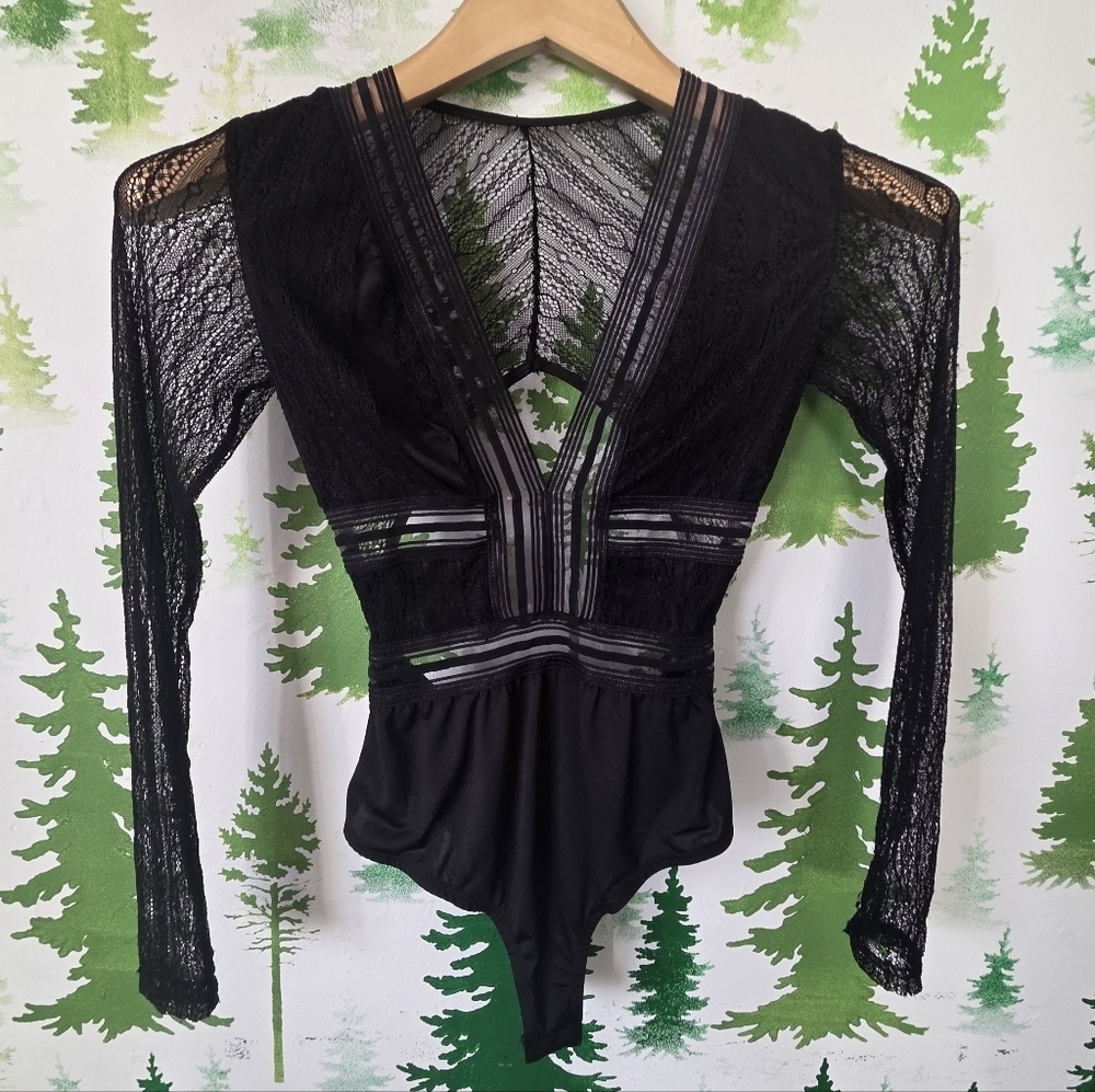 Elegant Lulus Black Lace Bodysuit